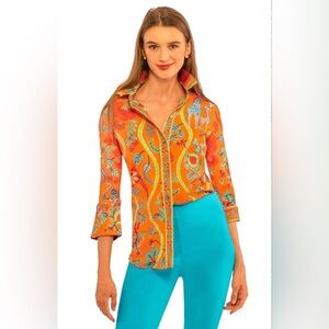 Gretchen Scott Boyfriend Shirt Jungle Symphony Orange